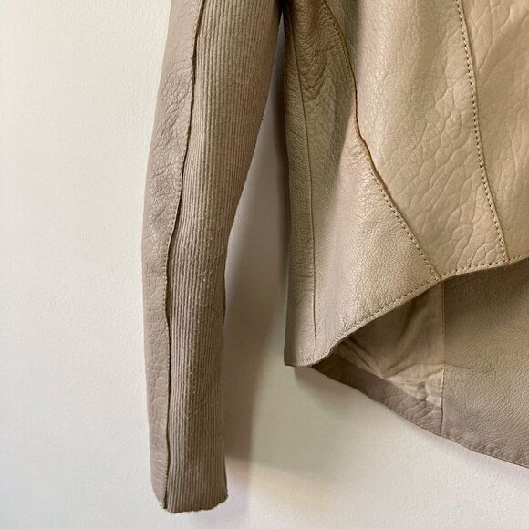 BCBGMaxAzria Cleo Genuine Leather Moto Jacket in Putty - Picture 8 of 12